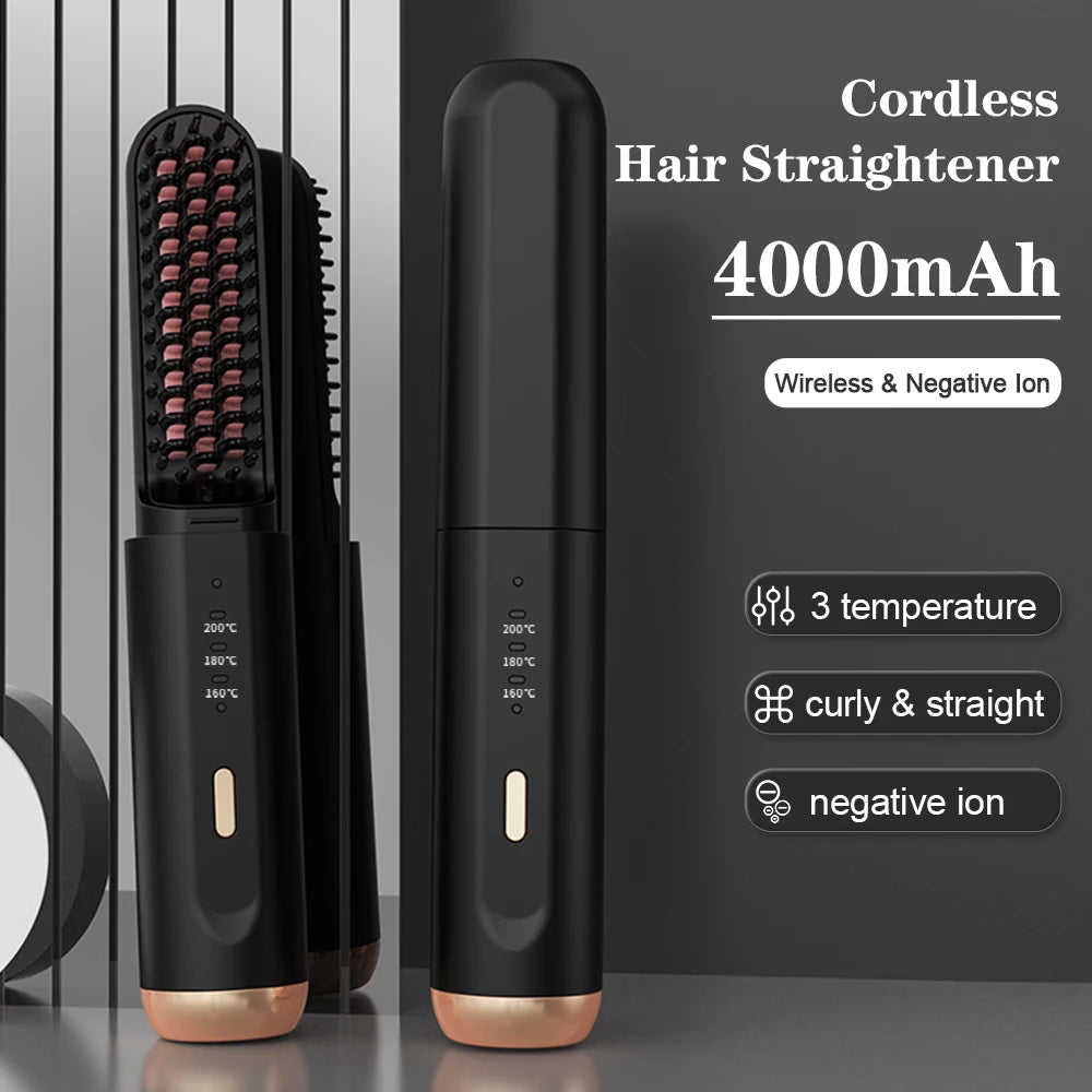 ELYTHRAET-Hair Straightener Brush Fast Heated Electric Hair Brushes Multifunctional Wireless Hot Comb