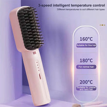 Load image into Gallery viewer, ELYTHRAET-Cordless Electric Hot Comb Rechargeable Portable Straightening Brush Anti-Scald Hair Straightener Comb