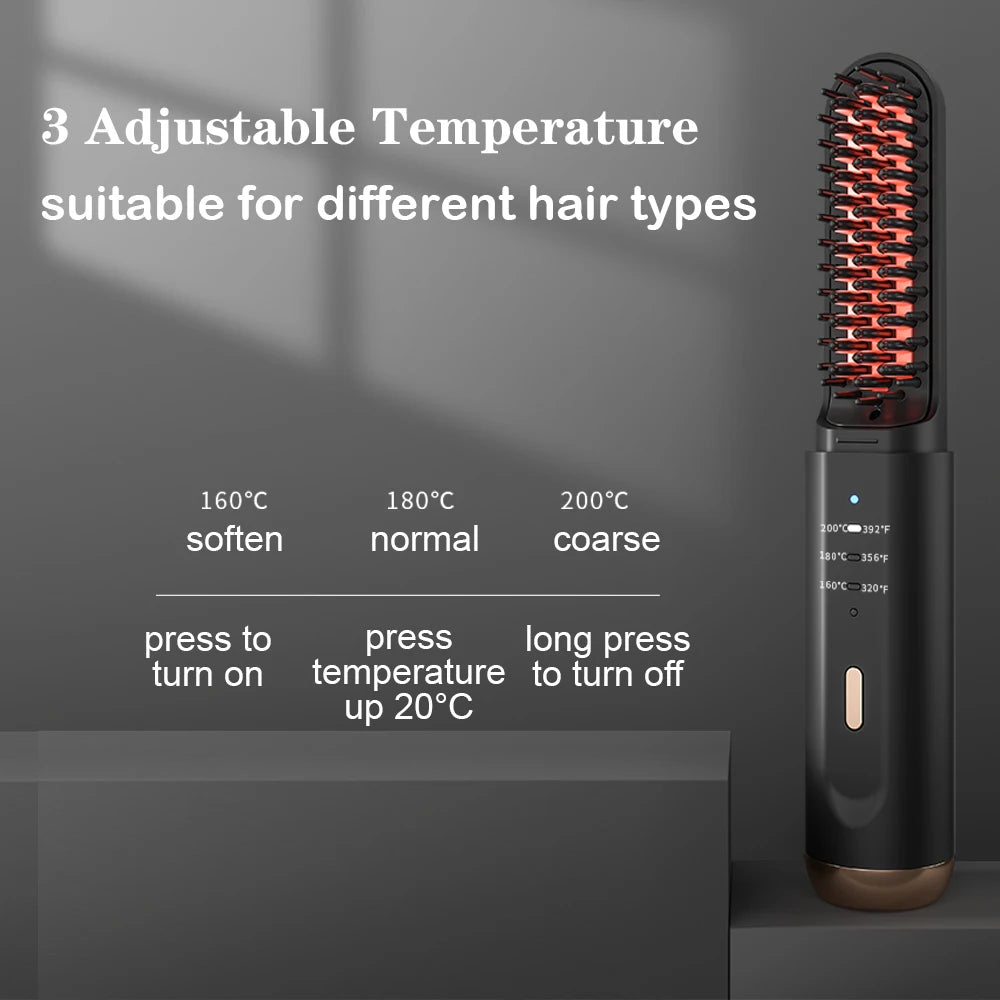 ELYTHRAET-Hair Straightener Brush Fast Heated Electric Hair Brushes Multifunctional Wireless Hot Comb